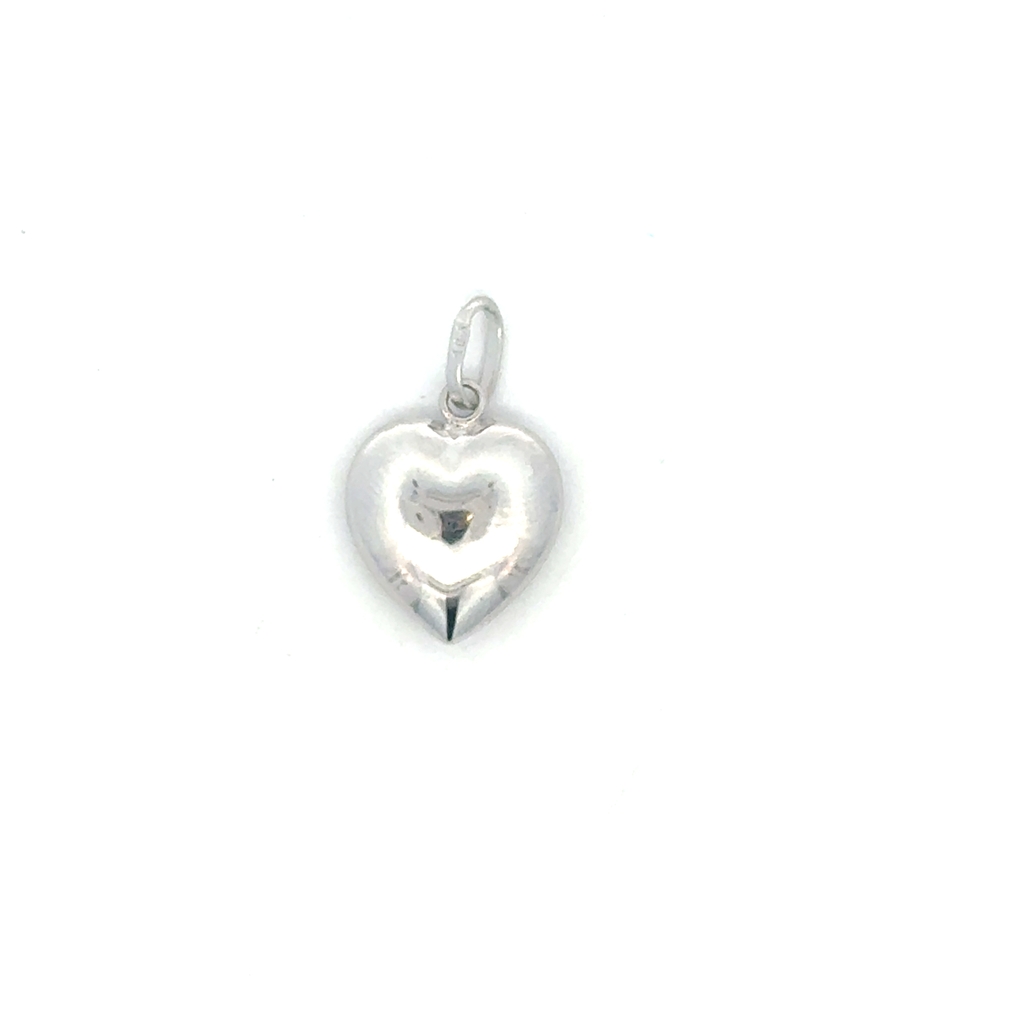 Pendentif coeur bombé, or blanc 10 carats - 601-12B - Exclusivités