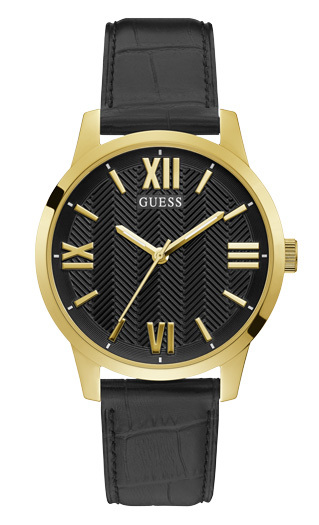 Montre bracelet cuir noir cadran doré Montre bracelet cuir noir cadran doré