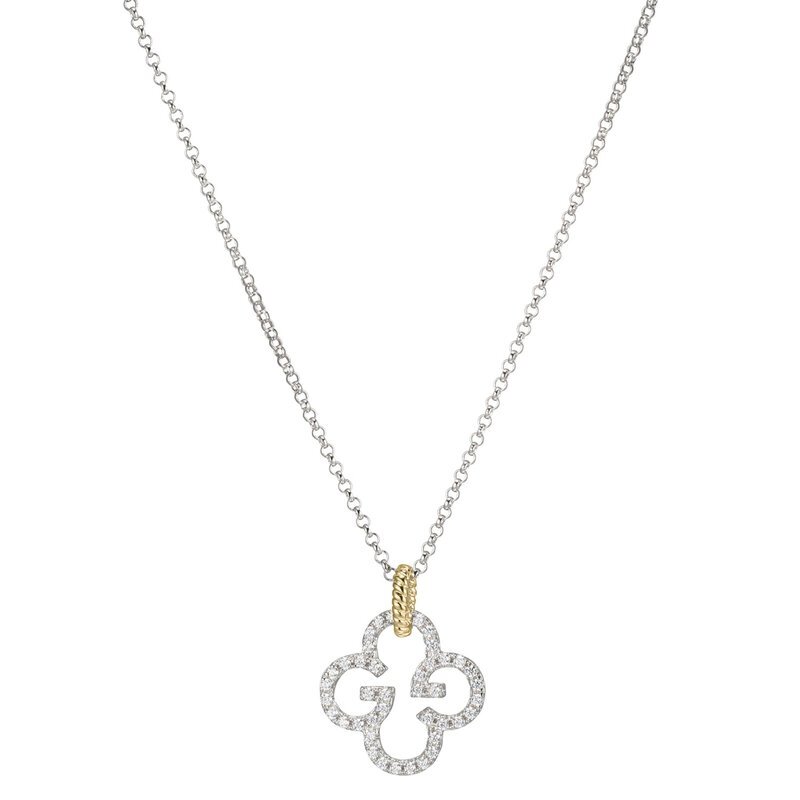 Pendentif argent 2 tons (blanc/jaune), zircons - R0Q06G0044 - Charles Garnier Paris