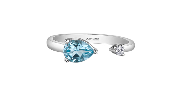 Bague or blanc aigue-marine dia can 5 pts Bague or blanc aigue-marine dia can 5 pts