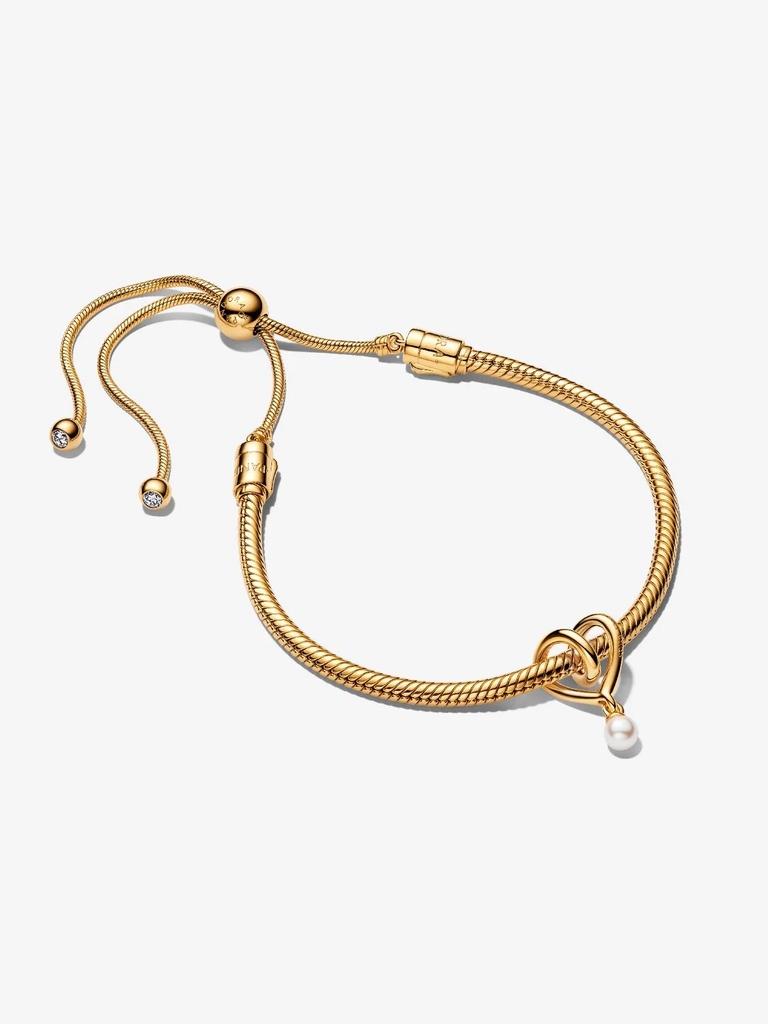 Ensemble-cadeau bracelet et bille, coeur, métal unique plaqué d'or 14 carats, perle - B802656 - Pandora