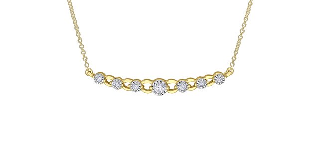 Collier or 2 tons (jaune/blanc) 10 carats, 18 points de diamant total - DD8194YW18 - Corona