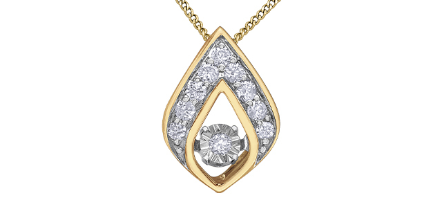 Pendentif or jaune 10 carats, 8 points de diamants total - DD8126YW08 - Corona