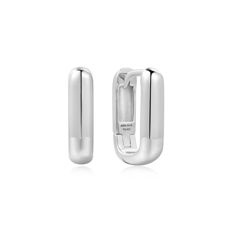 Anneaux de type huggies rectangulaires, argent rhodié - E061-11H - Ania Haie