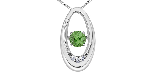 Pendentif or blanc peridot et 1 pt dia - LT27083W8C10 - Libman