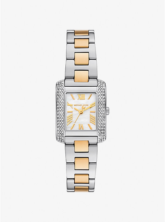 Montre acier inoxydable 2 tons (blanc et jaune), cristaux incolores, fond nacré - MK4882 - Michael Kors