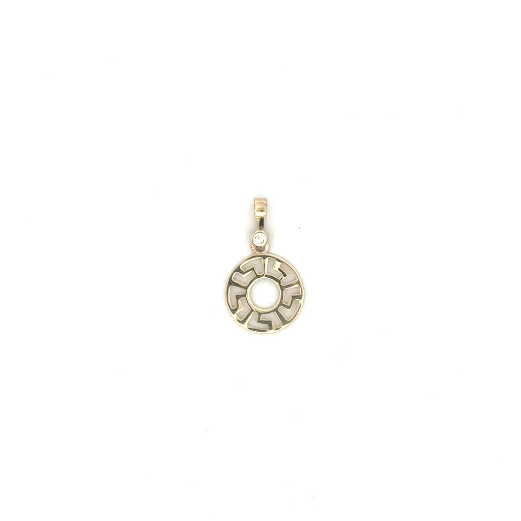 Pendentif de style Versace, or jaune 10 carats, zircon incolore