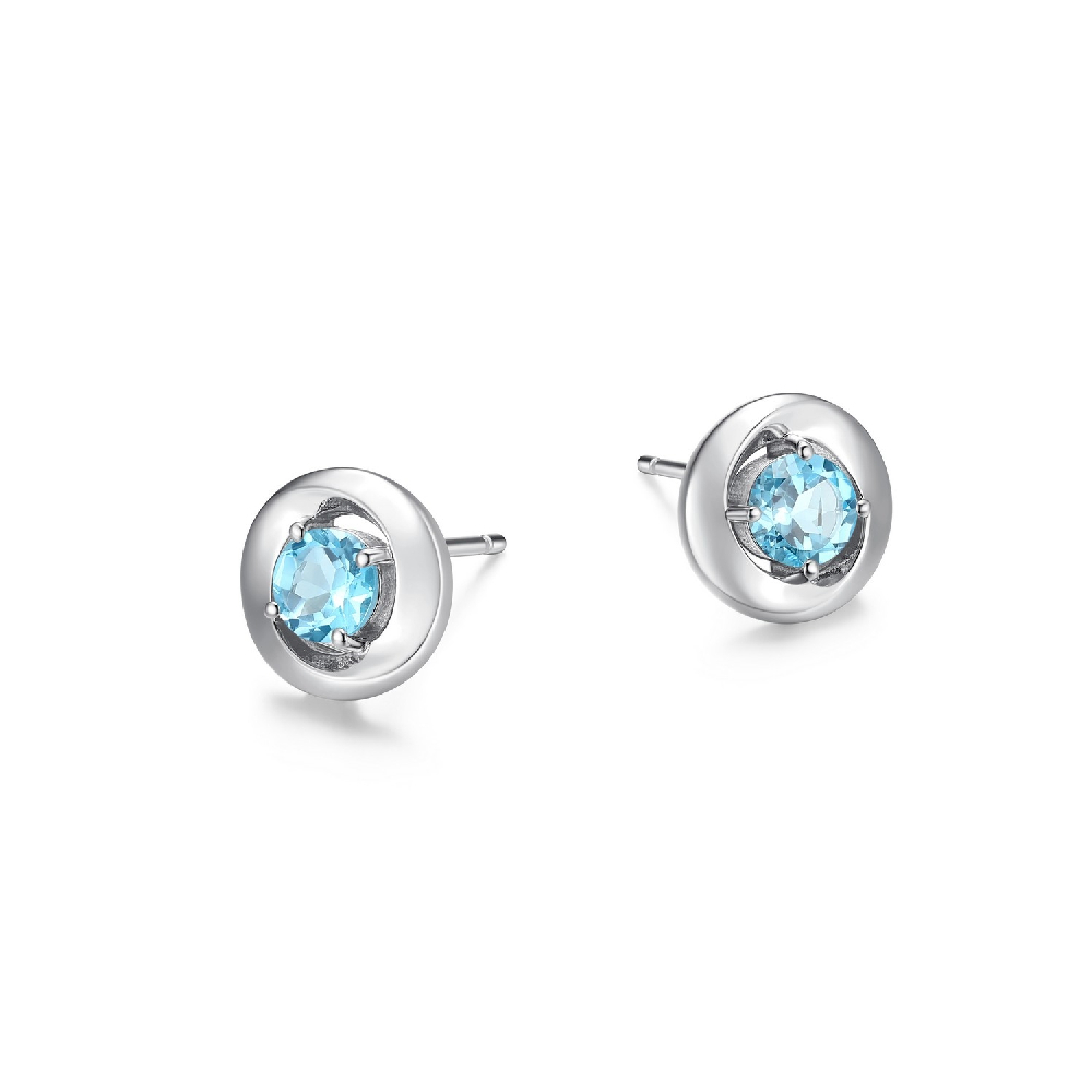 Boucles d'oreilles fixes argent rhodié, topazes bleues - R2LCSX1258 - Elle