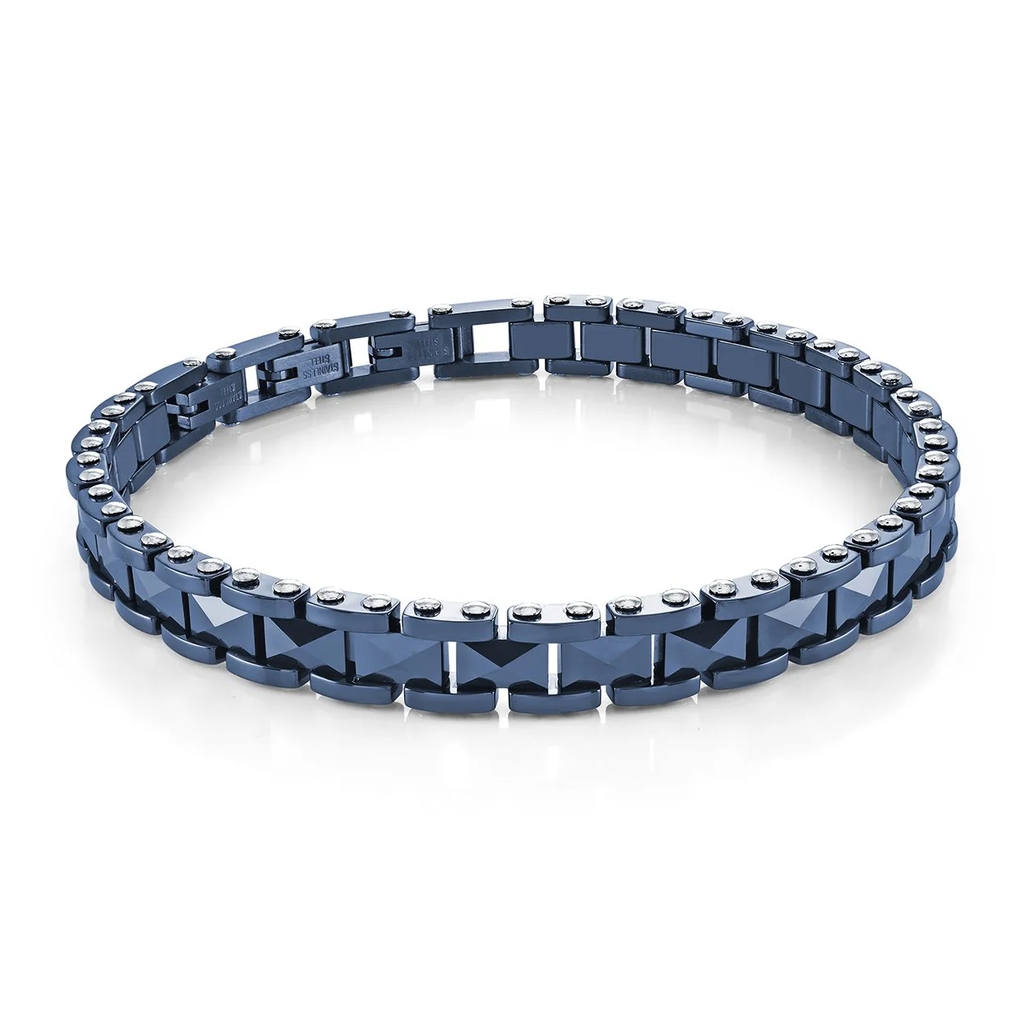 Bracelet acier inoxydable, céramique bleue