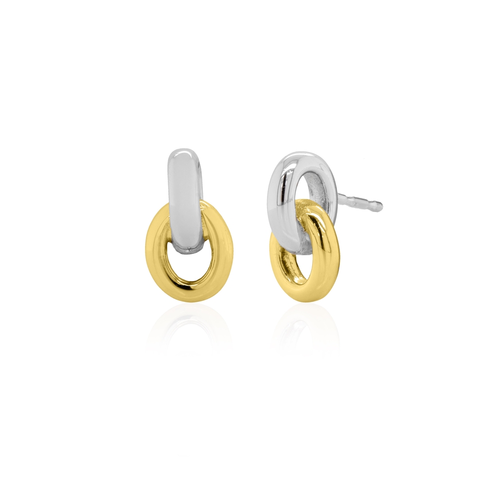 Boucles d'oreilles fixes argent 2 tons (blanc et jaune)