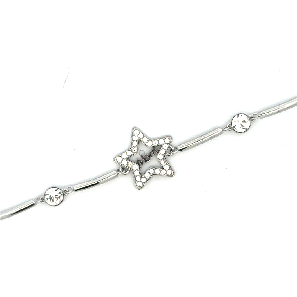 Bracelet étoile acier inoxydable et zircons incolores