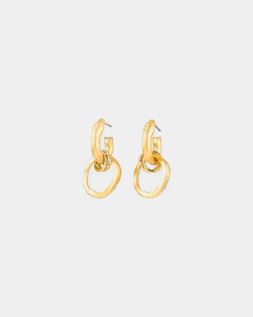Boucles d'oreilles pendantes étain finition or jaune 22 carats, acier inoxydable - VENUSA-OR - Anne-marie Chagnon