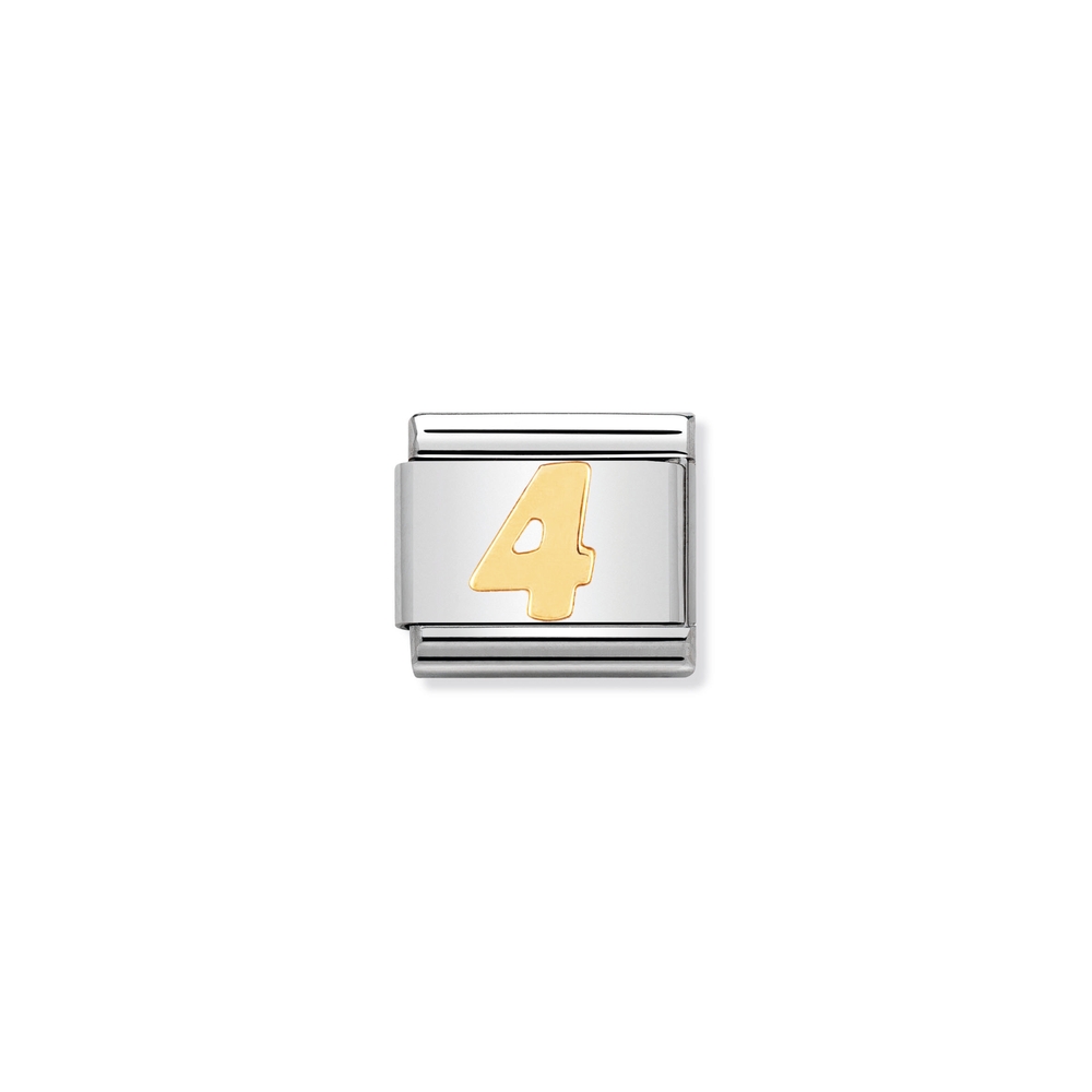 Maille classique chiffre 4, acier inoxydable, finition or jaune 18 carats - 03010204 - NOMINATION