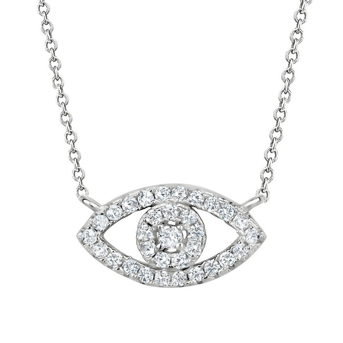 Collier oeil-du-mal, argent, zircons - N3475 - Création Gl