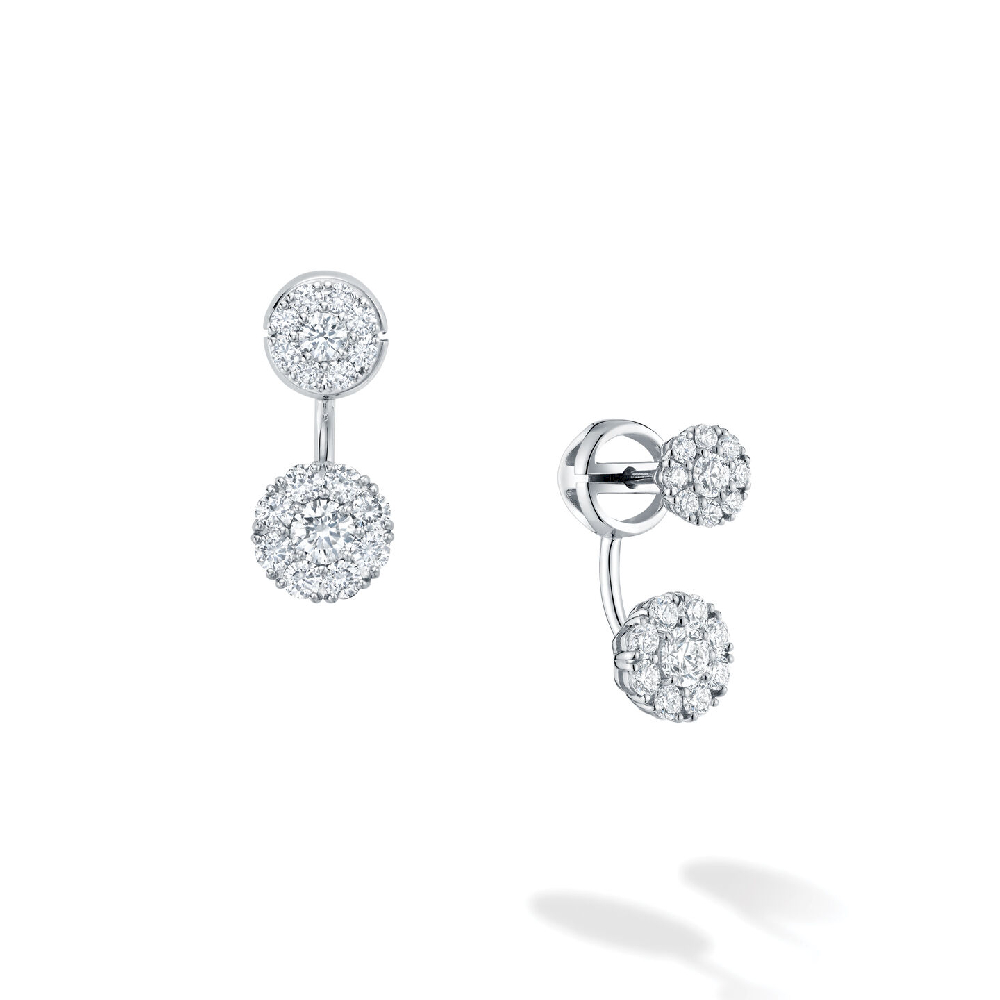 Boucles d'oreilles fixes Birks Snowflake, or blanc 18 carats, 67 points de diamant total - 450015462322 - Birks