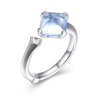 Bague argent rhodié, pierre bleu Bague argent rhodié, pierre bleu