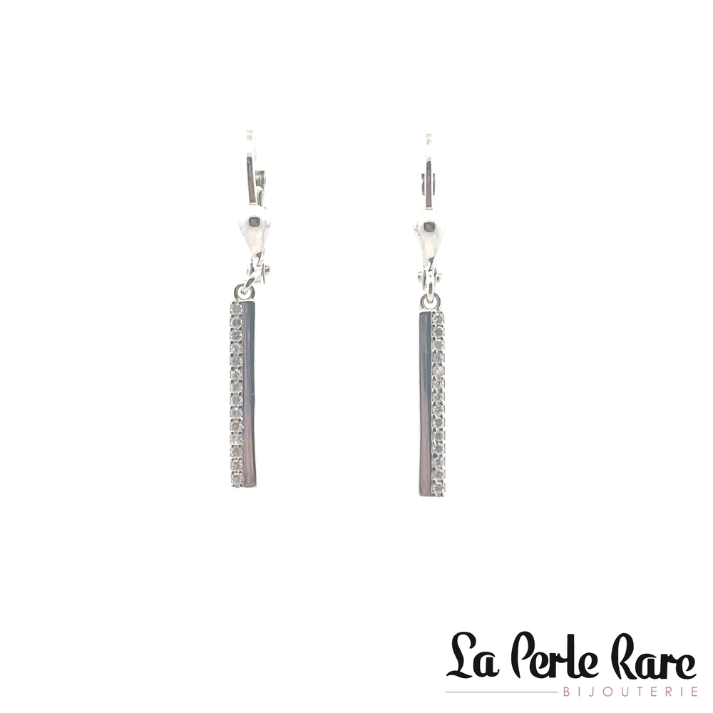 Bo pendantes or blanc, zircons - EOZ-1677-B - Exclusivités
