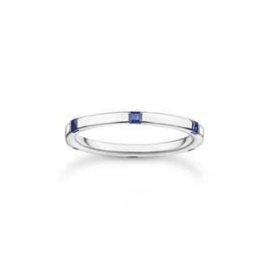 Jonc argent, zircons bleus