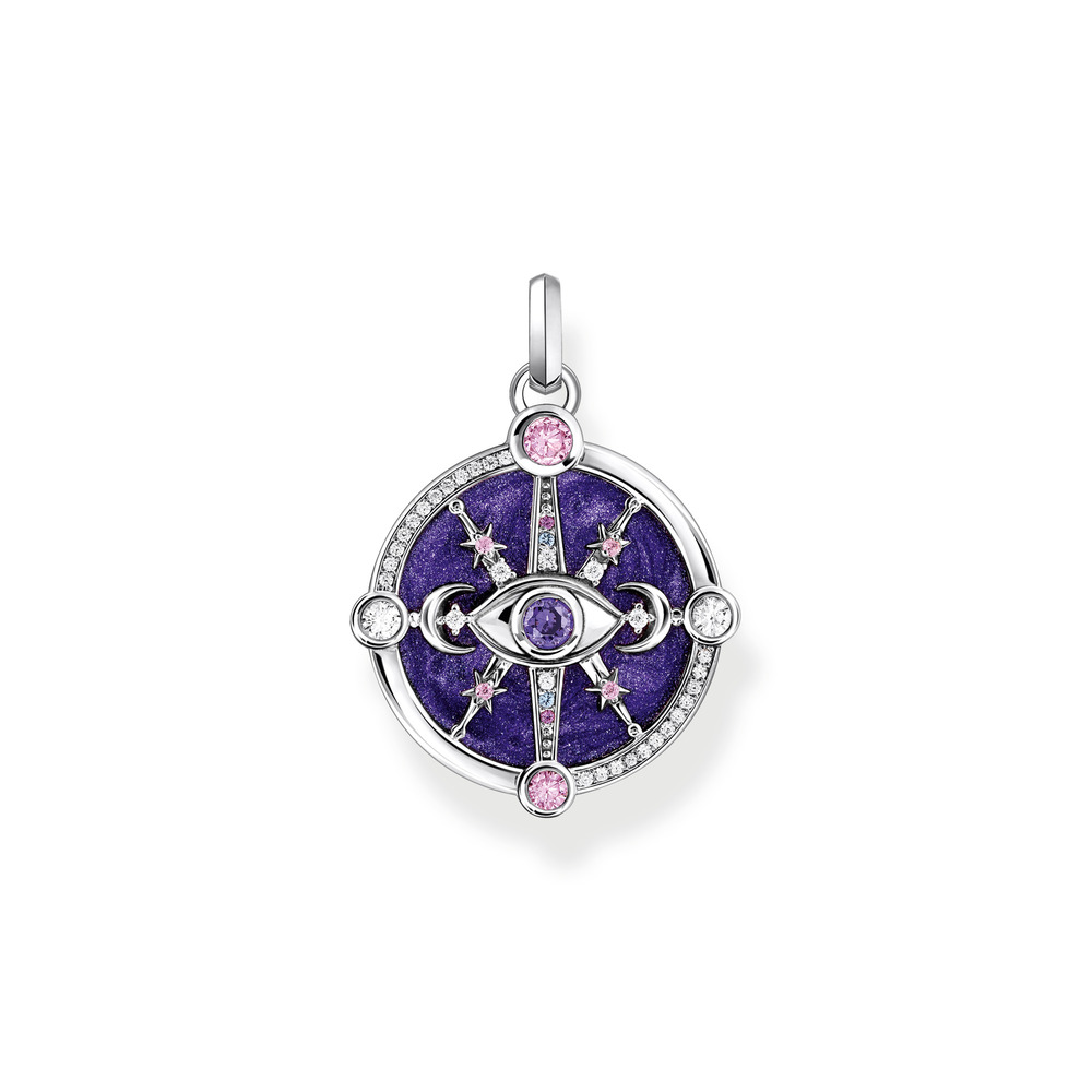 Pendentif cosmique, argent, émail violet, zircons multicolores - PE956-473-13 - Thomas Sabo