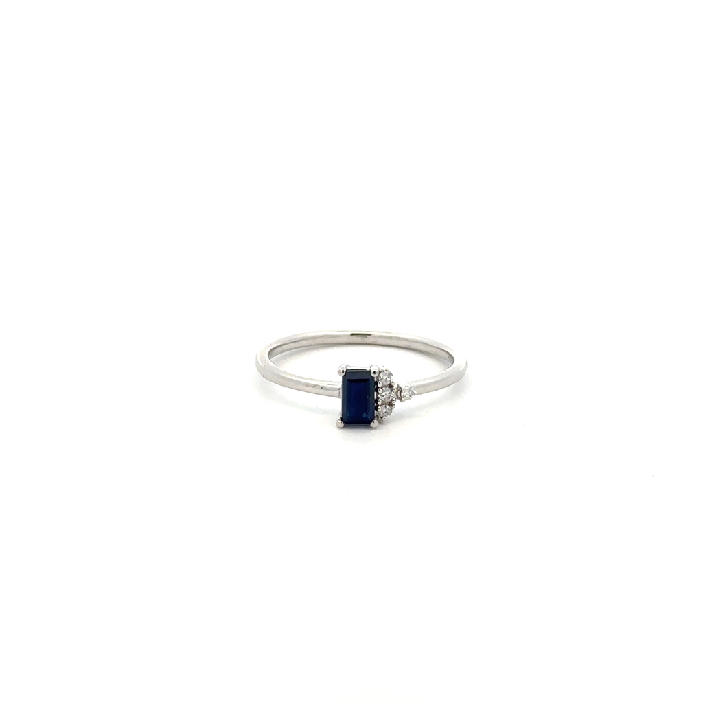 Bague or blanc 14 carats, saphir de 40 points, 5 points de diamant total - SKR38610-SD - Exclusivités