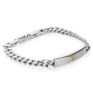 Bracelet médical, acier 2 tons (blanc/jaune)