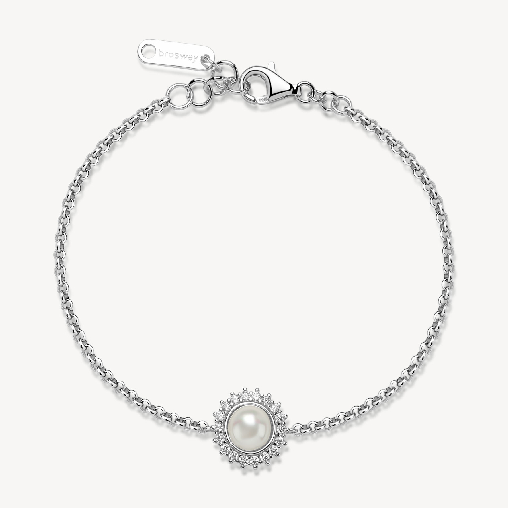 Bracelet argent sterling rhodié et cristaux perle