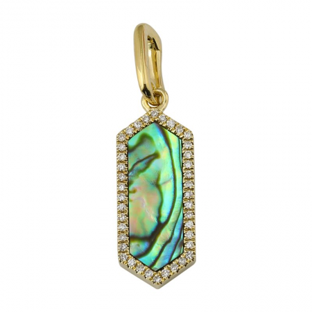 Pendentif or jaune, abalone 95 pts, 9 pts dia tot - 13984SBZ4YXA1 - Exclusivités