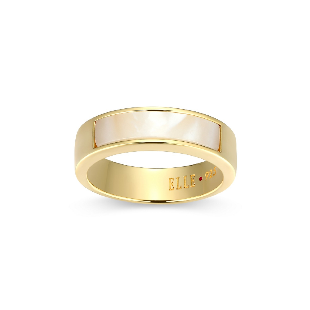 Jonc argent finition or jaune, nacre de perle