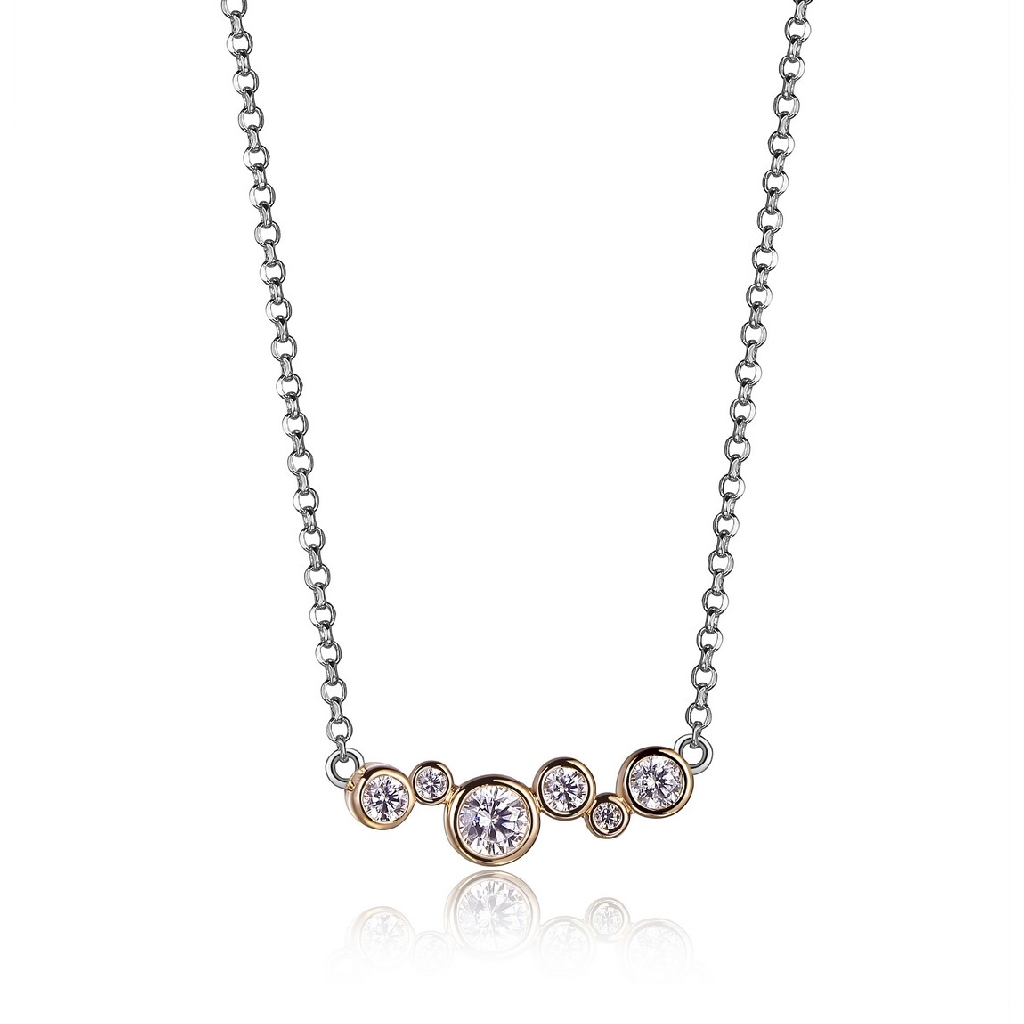 Collier argent 2 tons (blanc/jaune), zircons - R0LBC09744 - Elle