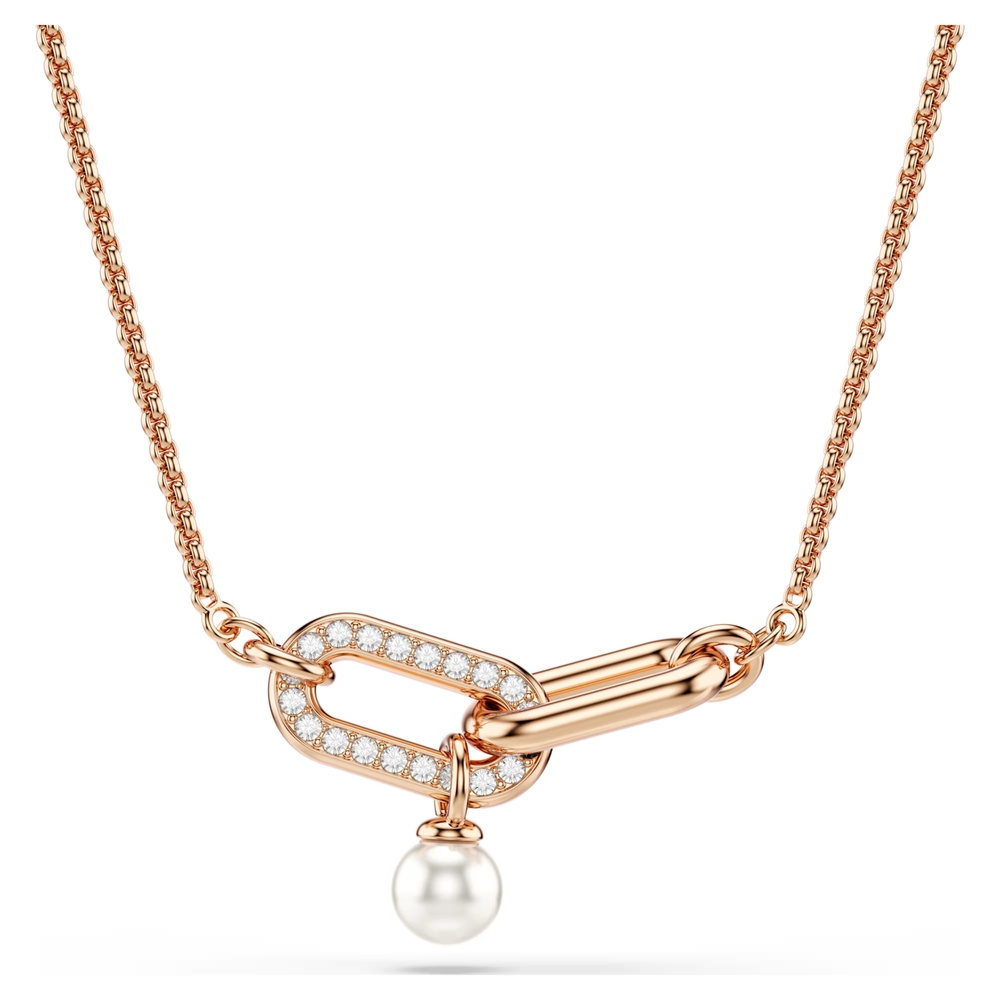 Collier métal rosé, cristaux blancs, perle - 5728589 - Swarovski