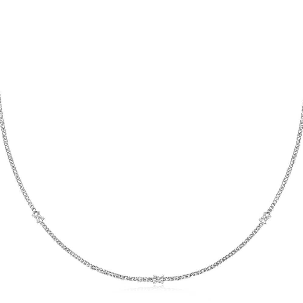 Collier argent rhodié, zircons incolores - N061-05H - Ania Haie