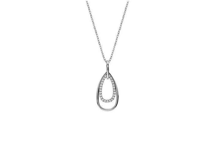 Pendentif or blanc 10 carats, 10 points de diamant total - 09-0410SE1 - Rnb