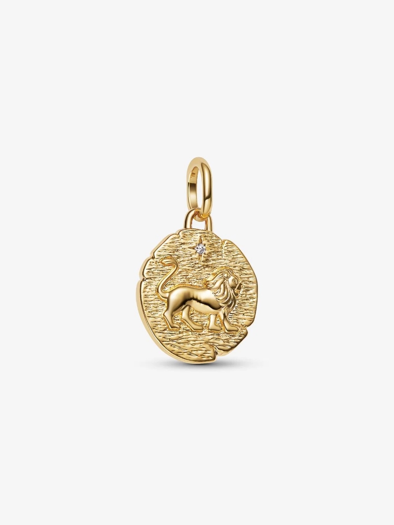 Bille lion, métal unique plaqué d'or 14 carats, zircon incolore - 763974C01 - Pandora