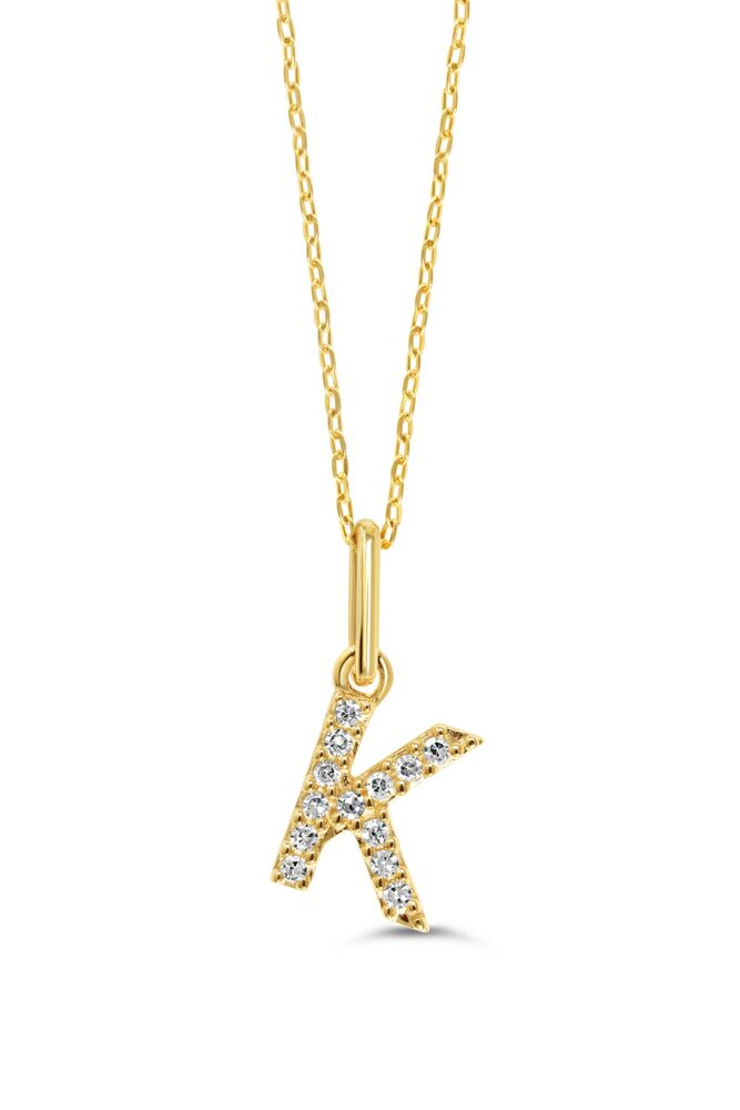 Pendentif K, or jaune, 4 pts dia tot - IC3000-K - Exclusivités