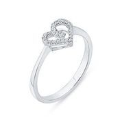 Bague or blanc coeur 7 points diamants