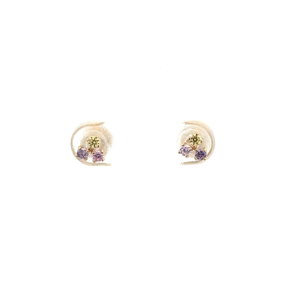 Boucles d'oreilles fixes vissées or jaune 10 carats, zircons multicolores - 8239-MULTI - Exclusivités