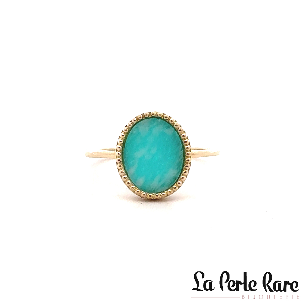 Bague or jaune 10 carats, amazonite - ST46307AMZ - Pure Romance