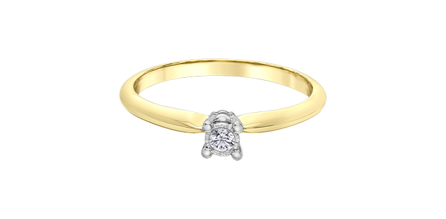 Bague solitaire, or 2 tons (jaune/blanc) 10 carats, diamant de 5 points - DX930YW05 - Corona