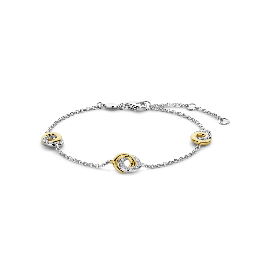 Bracelet argent 2 tons (blanc/jaune), zircons - 2925ZY - Ti Sento