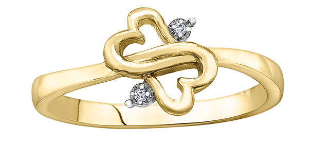 Bague coeurs or jaune, 1 pt dia tot Bague coeurs or jaune, 1 pt dia tot