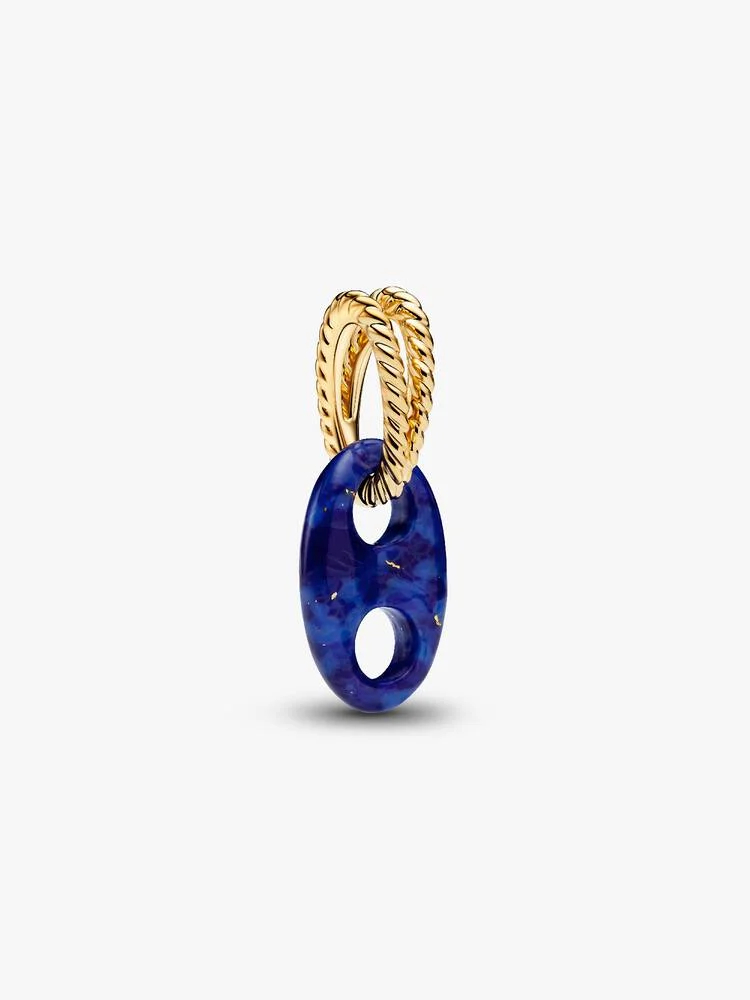 Bille maillon marin, métal unique plaqué d'or 14 carats, lapis lazuli synthétique