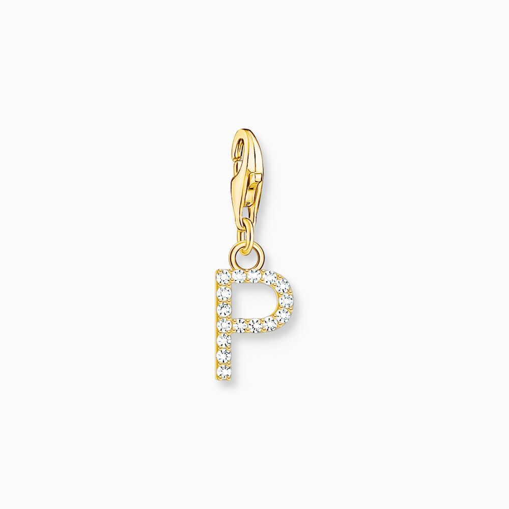 Charm lettre p, argent doré, zircons - 1979-414-14 - Thomas Sabo