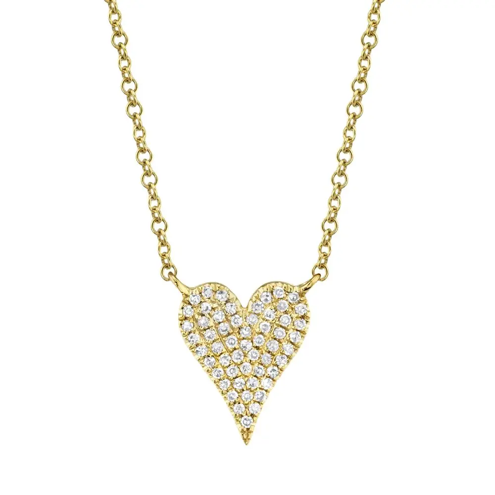 Collier coeur, or jaune, 11 pts dia tot - SC55006926 - Shy