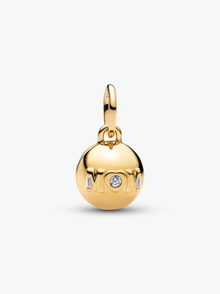 Bile ouvrable maman, métal unique plaqué d'or 14 carats, zircons incolores