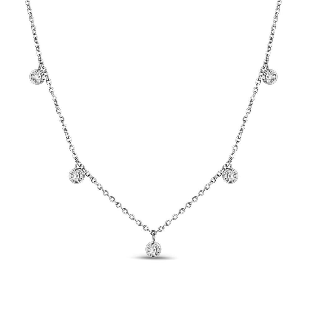 Collier acier, zircons - ZW-N08-16 - Arz Steel