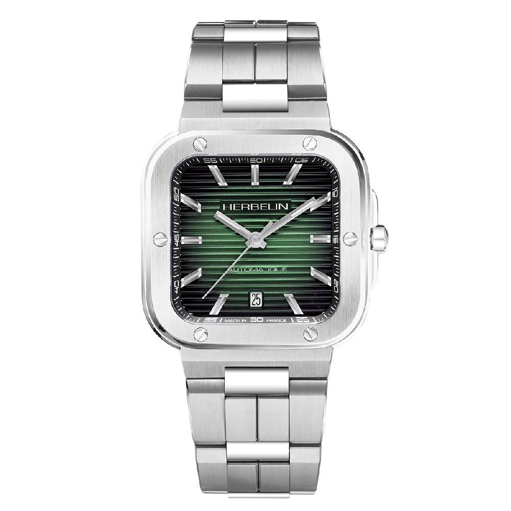 Montre automatique, acier inoxydable, fond vert - 1646B16 - Herbelin