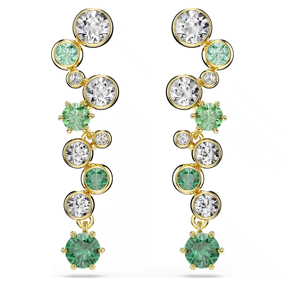 Boucles d'oreilles pendantes métal doré, cristaux blancs et verts - 5732248 - Swarovski