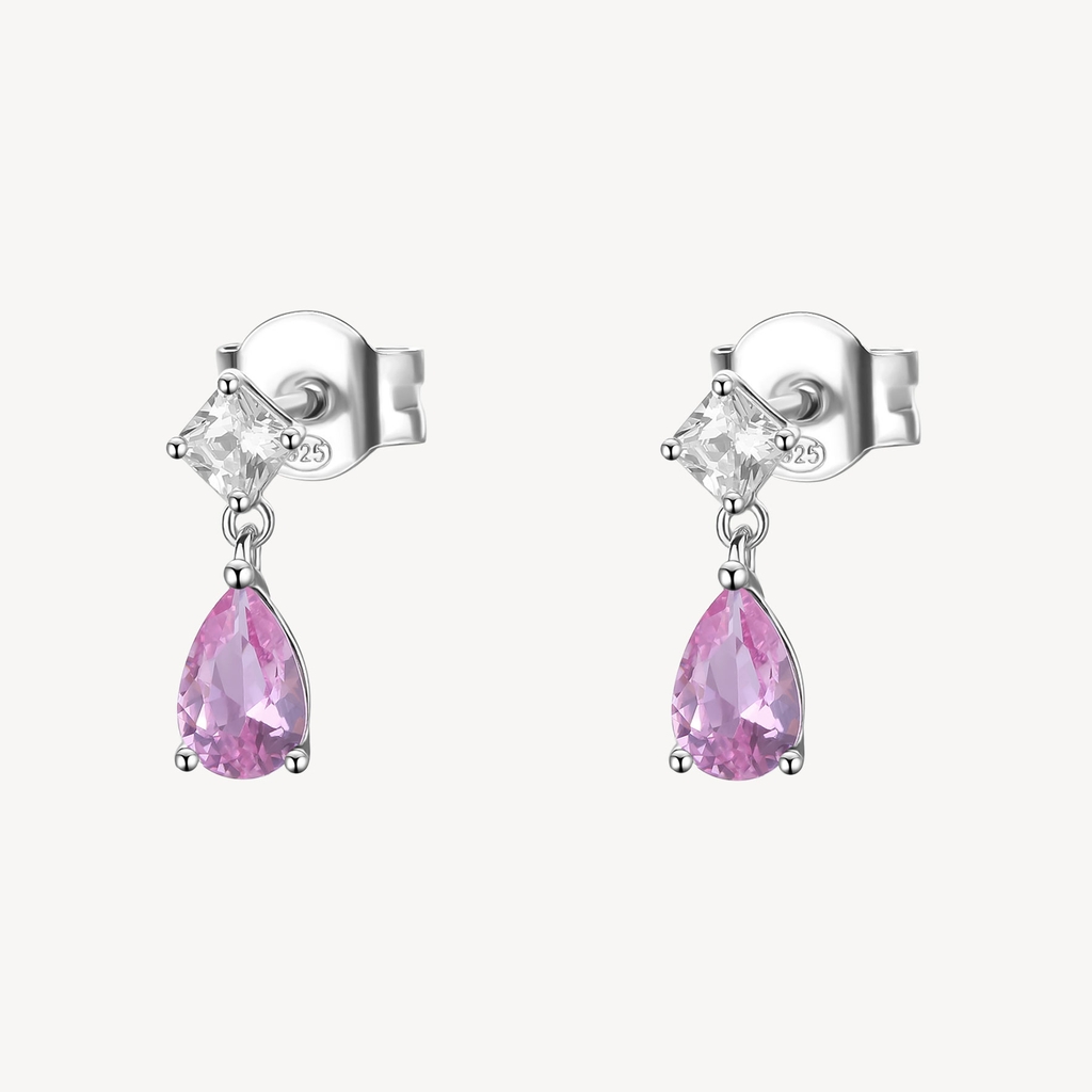 Boucles d'oreilles pendantes argent finition rhodium, zircons roses et blancs - FVP115 - Brosway Italia