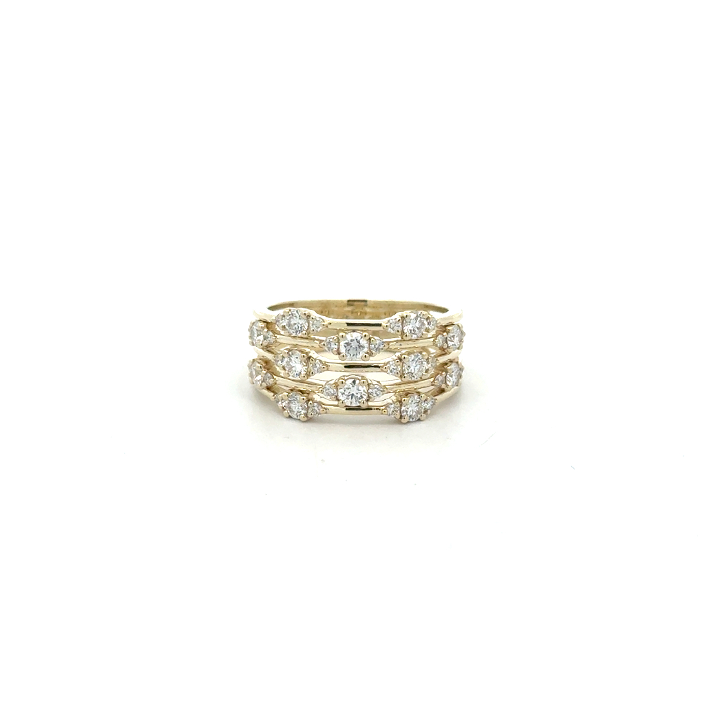 Bague or jaune 14 carats, 98 points de diamant total