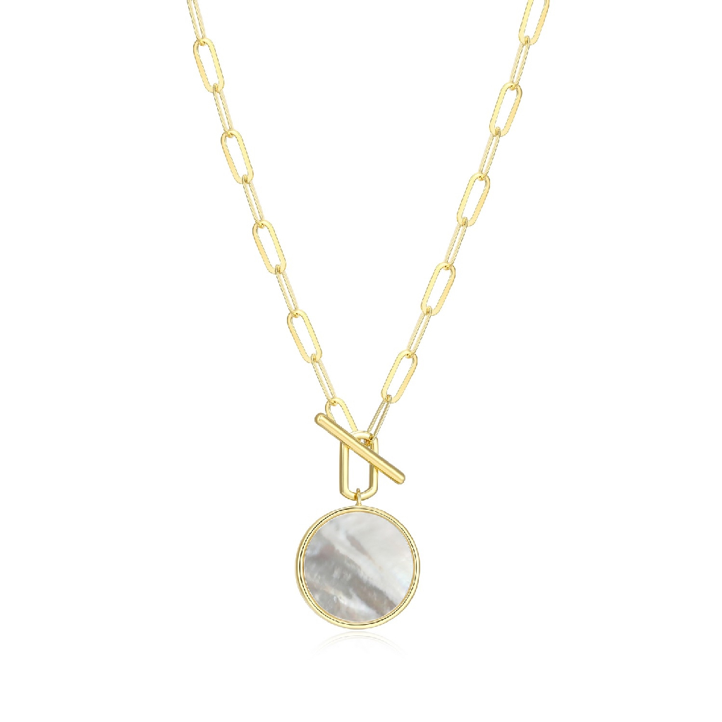 Collier argent finition or jaune, nacre de perle - 30LC16A938 - Elle